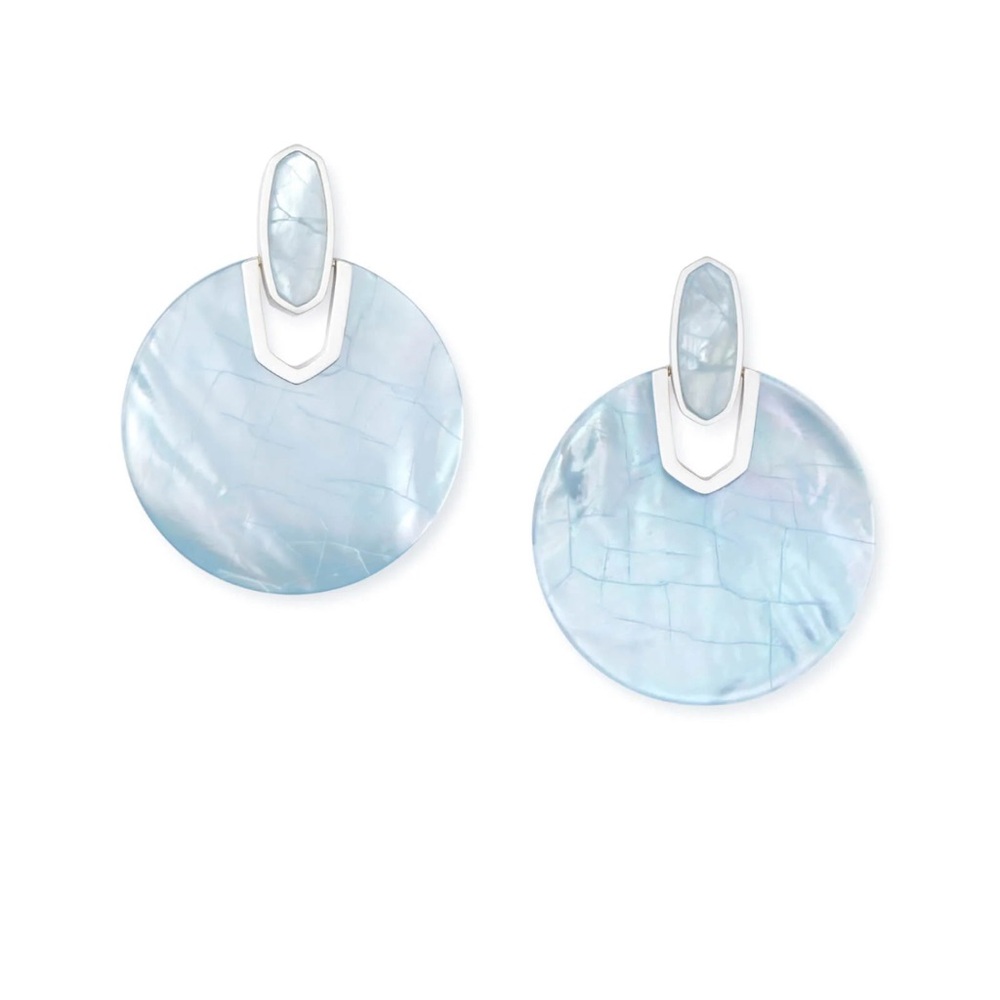 Kendra Scott Didi Bright Silver Statement Earrings In Sky Blue Illusion